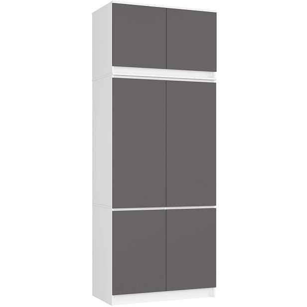 Ak furniture Šatní skříň s nástavcem Star 02 90 cm bílá/grafit