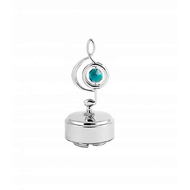 Figurka hrací skříňka stříbrný houslový klíč CrystoKraft Swarovski Crystal