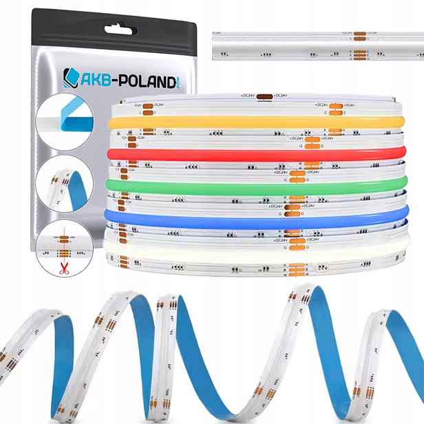 Led pásek Cob Rgbw 24V Neon 3920 Diod Rolka 5M Kvalita Rgb Bílá Teplá