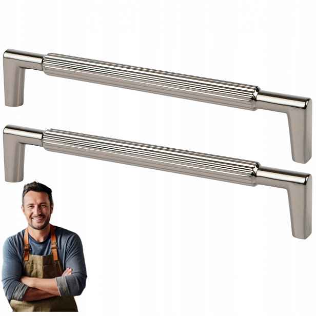 Nábytková Úchytka do zásuvky Randi 160 mm Podélný Rýhovač Černý 2ks