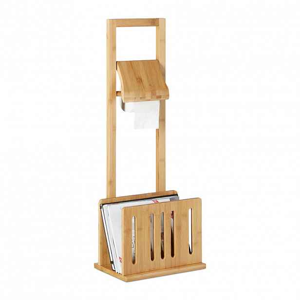 Relaxdays STOJÁN Přírodní bambus s držákem na časopisy 81,5 cm