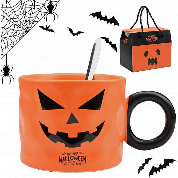 Šálek na kávu, Halloween, keramický hrnek s lžičkou