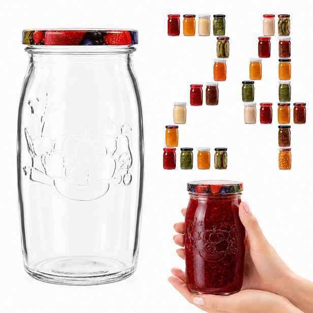 Sklenice 335 ml 24 ks se šroubovacím uzávěrem zavařovací sklenice omáčky pesto pyré fi 66