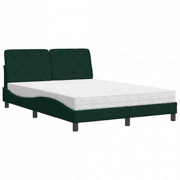 vidaXL Postel s matrací tmavě zelená 120 x 200 cm samet