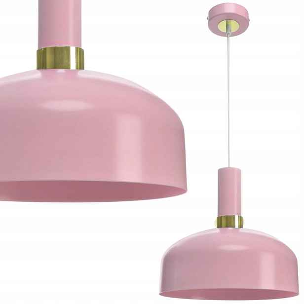 Závěsná lampa růžová zlatá nad jídelní stůl, kulatá, 30 cm Milagro