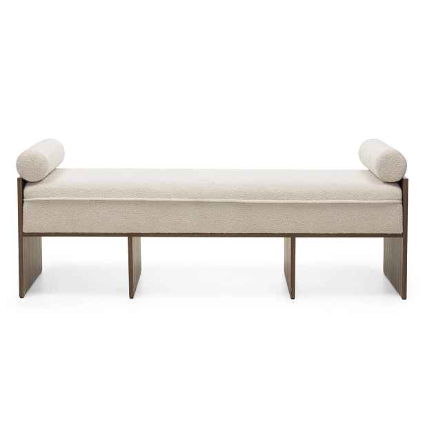 Hector Čalouněná lavice Loppo 150 cm bouclé béžová/ořech Wisconsin