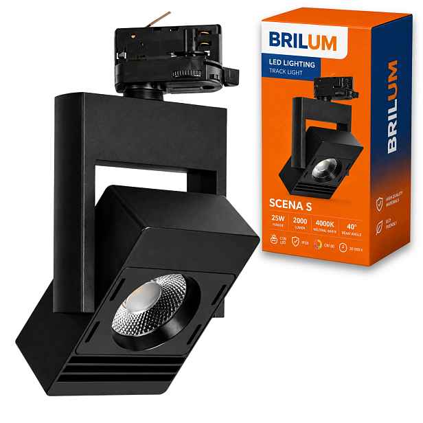 Led reflektor Brilum Scena S 25W 2000lm 4000K 40° Černý