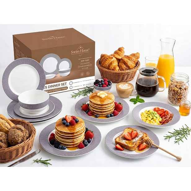 Porcelánová jídelní sada taupe 24 kusů pro 6 osob