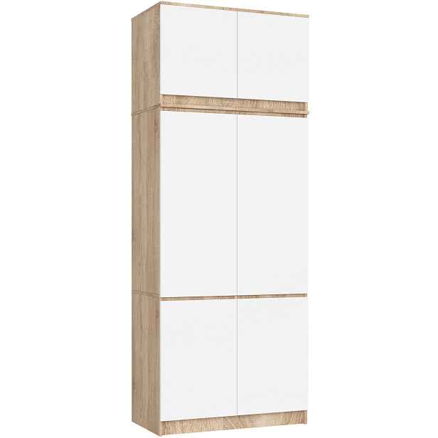 Ak furniture Šatní skříň s nástavcem Star 02 90 cm dub Sonoma/bílá