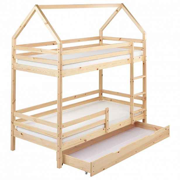 Beliani PATROVÁ POSTEL se zásuvkami 90x200 cm Hnědá Girgols