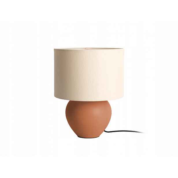 Keramická Stolní Lampa Hnědá S Plátěným Stínítkem Béžová Ø 25 cm