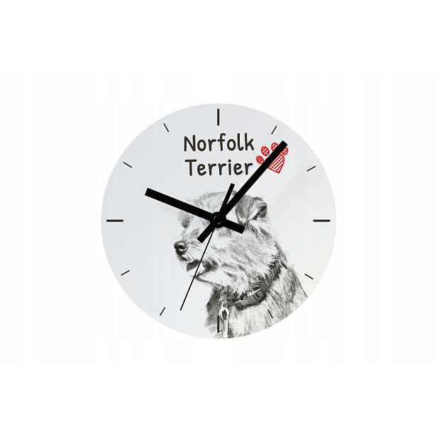 Norfolk Terrier hodiny se psem, závěsné a stojící, personalizace fotografií