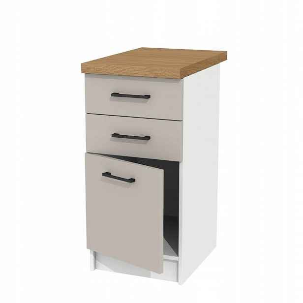 Spodní kuchyňská skříňka 40 cm s zásuvkami Kašmír a deskou Dub Kamenný