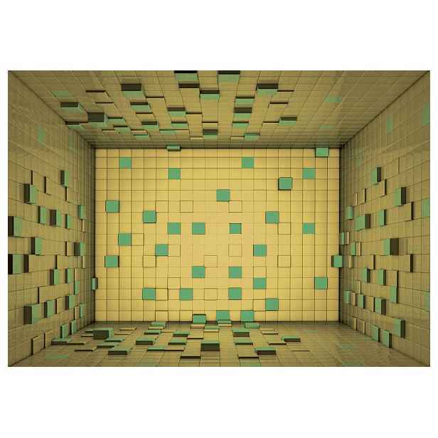 Tapeta Geometrie Abstraktní dlaždice Čtverce zelená stěna 208x146 lepidlo