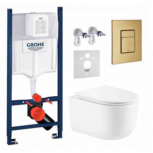Wc sada Grohe s mísou Wc Lesna a tlačítkem zlatá kartáčovaná Fresh