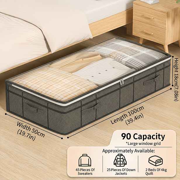 TEMU Extra velké úložné boxy pod postel - silný, odolný netkaný materiál, prachotěsný a vlhkosti odolný organizér pro domácí použití, prostorově