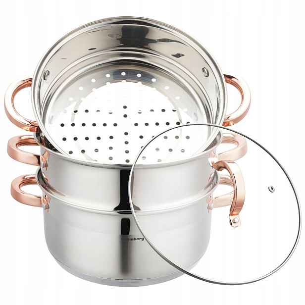 Hrnec na vaření v páře, parní hrnec 24 cm, 5 l, 4 prvky Klausberg