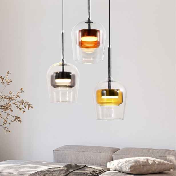 Lampa wisząca Glaxi szklane klosze kolorowe potrójna nad stół 3xGX53