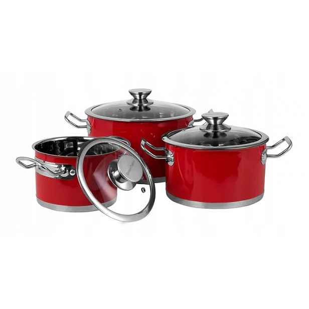 Sada Hrnců Retro Vintage Cuisine Ocel 6cz Indukce červená