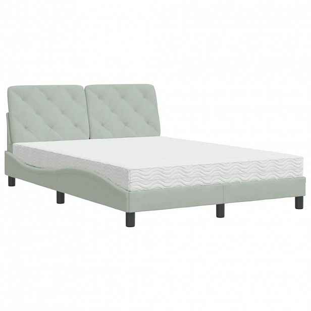 vidaXL Postel s matrací světle šedá 140 x 190 cm samet