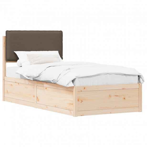 vidaXL Rám postele s čalouněným čelem s čelo Taupe 90 x 200 cm