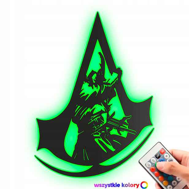 Dřevěný 3D obraz Assassin`s Creed Nástěnná Dekorace Noční Lampa Led XL