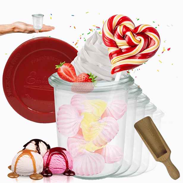 Sklenice Weck 160 Ml zavařeniny Mold žáruvzdorné silikonové víko 6 Ks odměrka