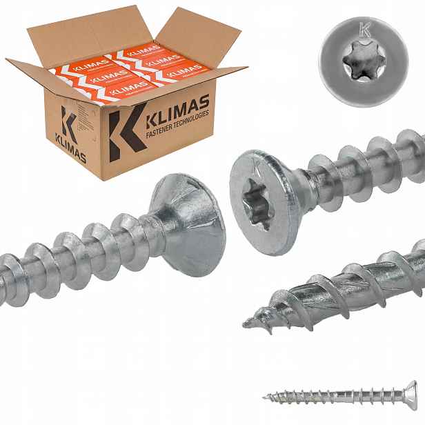 Šrouby pro vyrovnání latí 6x60 mm 2400 ks distanční Torx Klimas Wkss