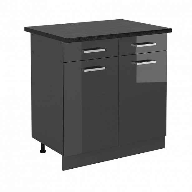 Vicco SPODNÍ SKŘÍŇKA KUCHYŇSKÉ LINKY R-Line Antracitový vysoký lesk 80 cm , PD Antracit