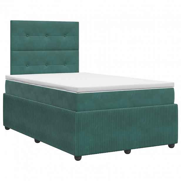 vidaXL Postel boxspring s matrací Tmavě zelená 120 x 190 cm Samet