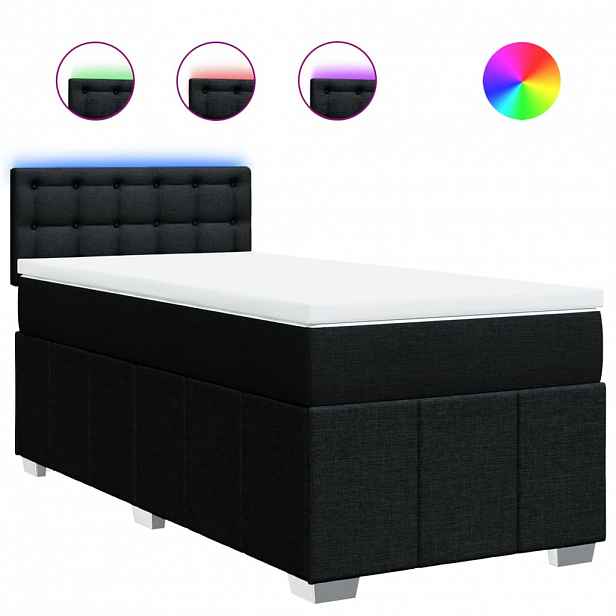 vidaXL Box spring postel s matrací černá 100 x 200 cm textil