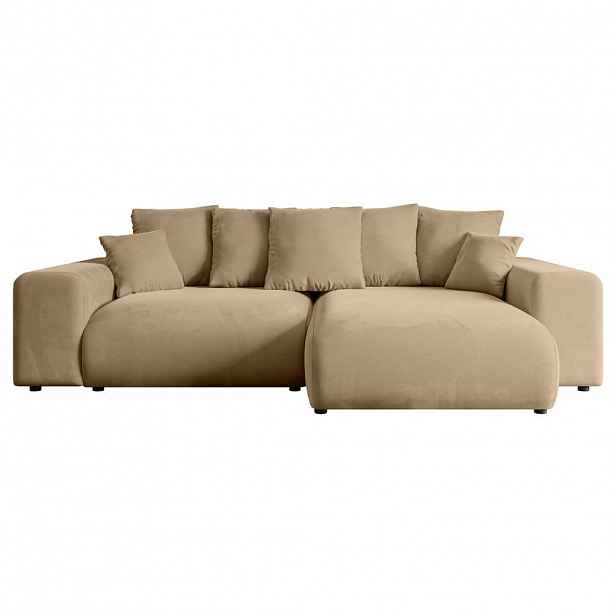 ALTDECOR ROHOVÁ SEDACÍ SOUPRAVA s otomanem vpravo ESKAR-L 266x176x72 béžový velur