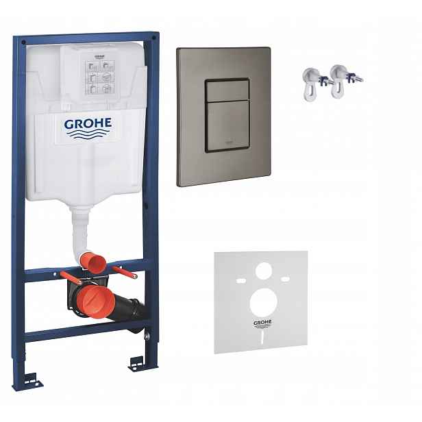 Kompletní podomítkový Wc set – rám Grohe tlačítko grafit kartáčované