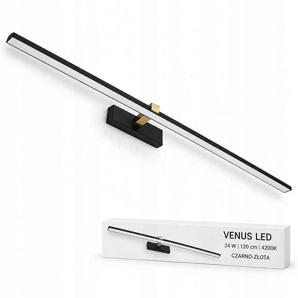 Nástěnné svítidlo Venus 120 cm 24 W černo-zlaté Led do interiéru 4200K IP44
