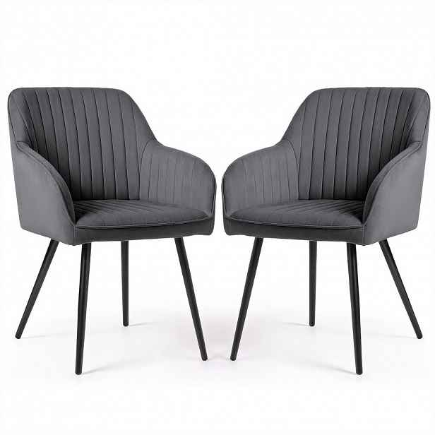 RAUMHIRSCH FURNITURE ČALOUNĚNÉ ŽIDLE, sada 2 ks, kovové nohy grafitová 54,5/82/58