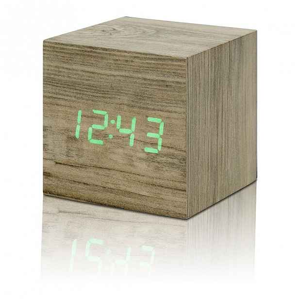 Světle hnědý budík se zeleným LED displejem Gingko Cube Click Clock