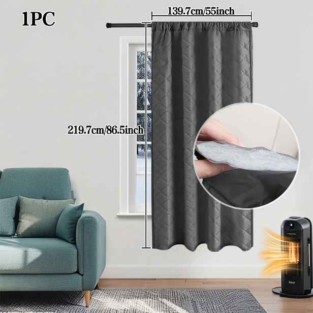 TEMU 1 Panel Zimní Termoizolační Závěs – Odolný Dvojvrstvý Design Sklo, Zavěšení na Háček/Tyč/ pro Dveře – Efektivní Izolace , Soukromí, Dělicí