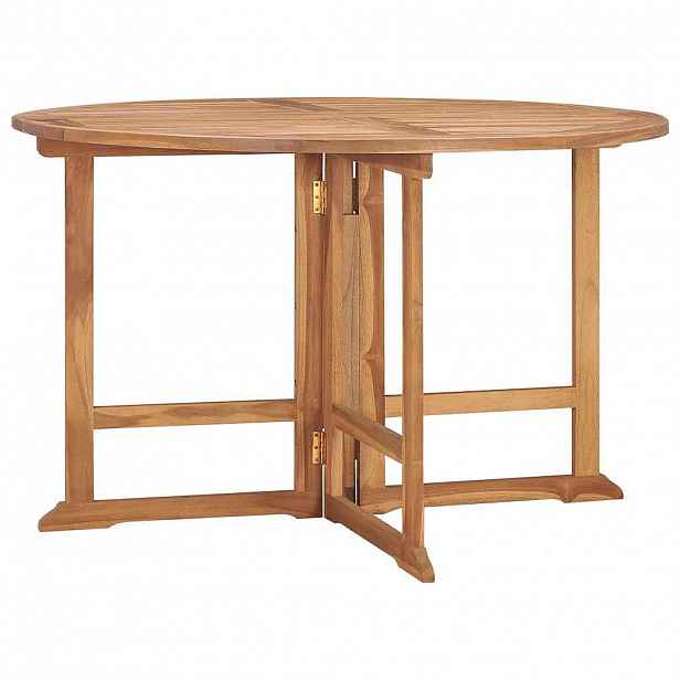 vidaXL Skládací zahradní jídelní stůl Ø 110 x 75 cm masivní teak