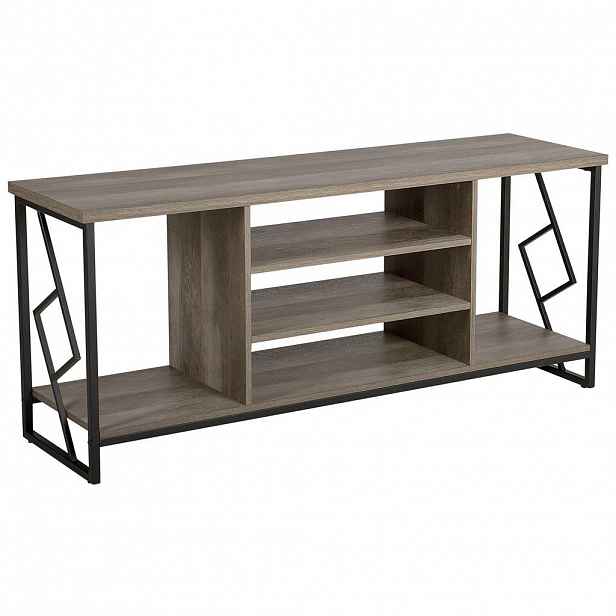 Beliani TV STOLEK Tmavě hnědý, Černý FORRES 40/140/60 cm