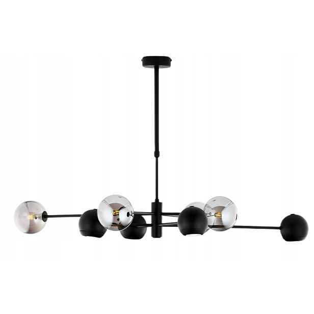 Lustr Moka Černý Skleněné Stínidla 4xG9 4xGU10 Závěsná lampa do pokoje Dům