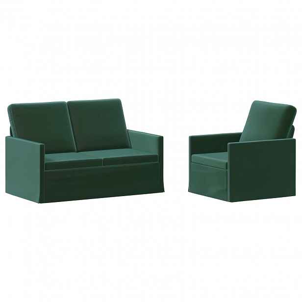 vidaXL Set pohovek 2 pcs Tmavě zelená Samet