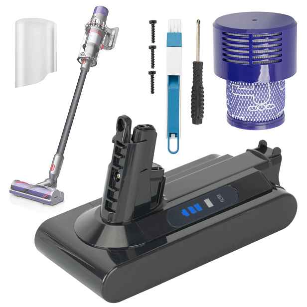 Akumulátor pro Dyson V10 3900mah Náhradní baterie s filtrem a Led