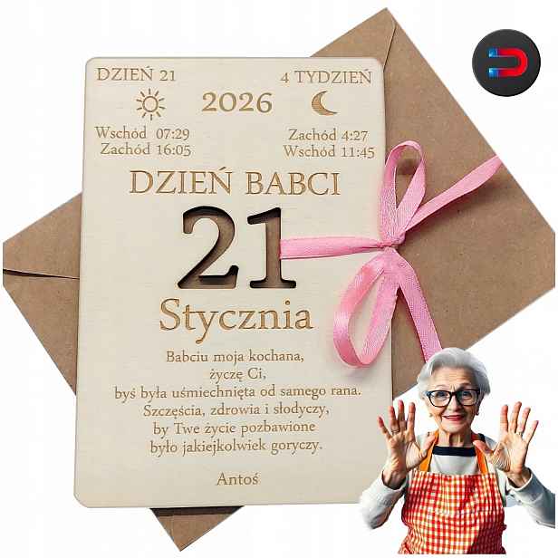 Dřevěná Kartička Z Kalendáře Dárek K Dni Babiček 2026 Gravírování Magnet Pro