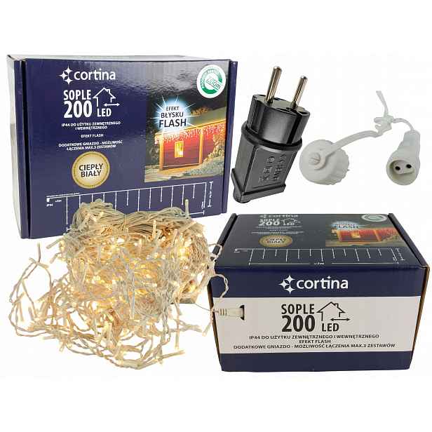 Vánoční Osvětlení Na Stromeček Rampouchy 200 Led Stromeček Vnitřní/venkovní Efekt Záblesku Bílé