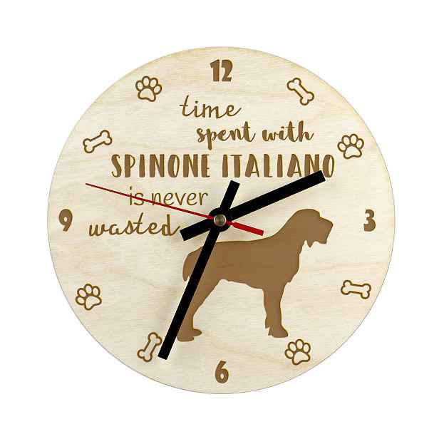 Vyžel italský drsnosrstý gravírovaný hodinový stroj se psem průměr 30 cm jméno psa