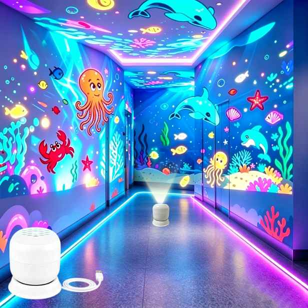 TEMU 360stupňová otočná dinosauří oceánská dynamická projekční noční lampa, interiérová sochařská lampa, ambientní světlo ve stylu - Vhodné do