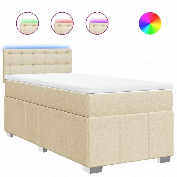 vidaXL Box spring postel s matrací krémová 100 x 200 cm textil