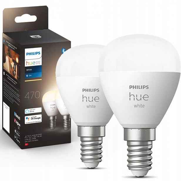 2x Led žárovka Kulka E14 P45 5,7W 2700K Philips Hue White Bluetooth Zigbee