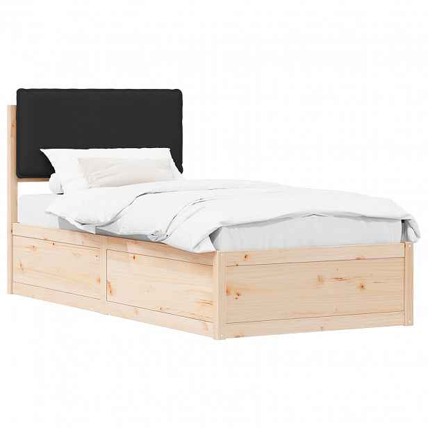 vidaXL Rám postele s čalouněným čelem s čelo Černá 80 x 200 cm