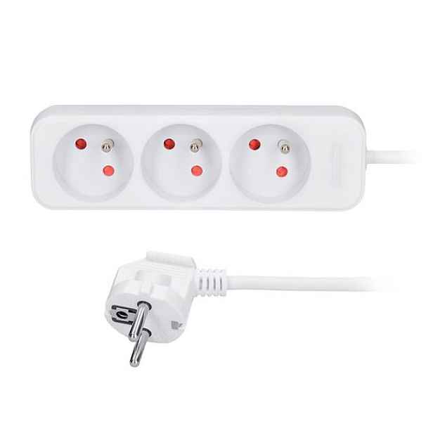 Kabel prodlužovací 3zásuvka Solight 5 m 1 mm2 IP 20